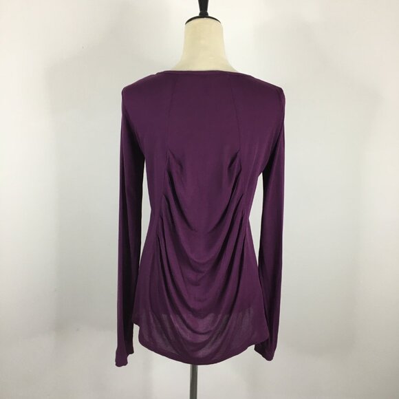 BCBGMAXAZRIA Deep Port SELDA Ruching Back Long Sleeve Shirt Top - Picture 7 of 8